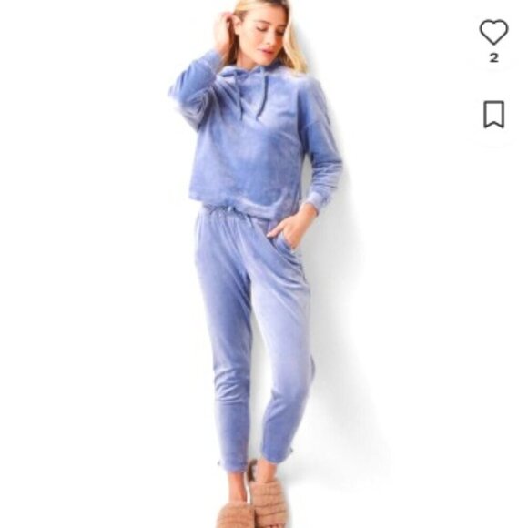UGG Pants - UGG Belden Velour Lounge SET Hoodie & Joggers Dusty Blue XS 2-Piece
